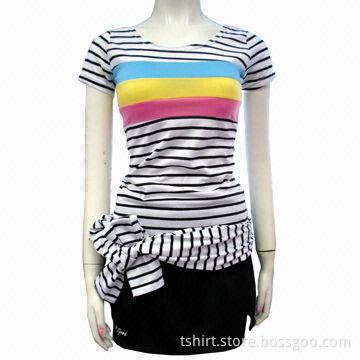 Women's Striped T-shirt with Short Sleeves